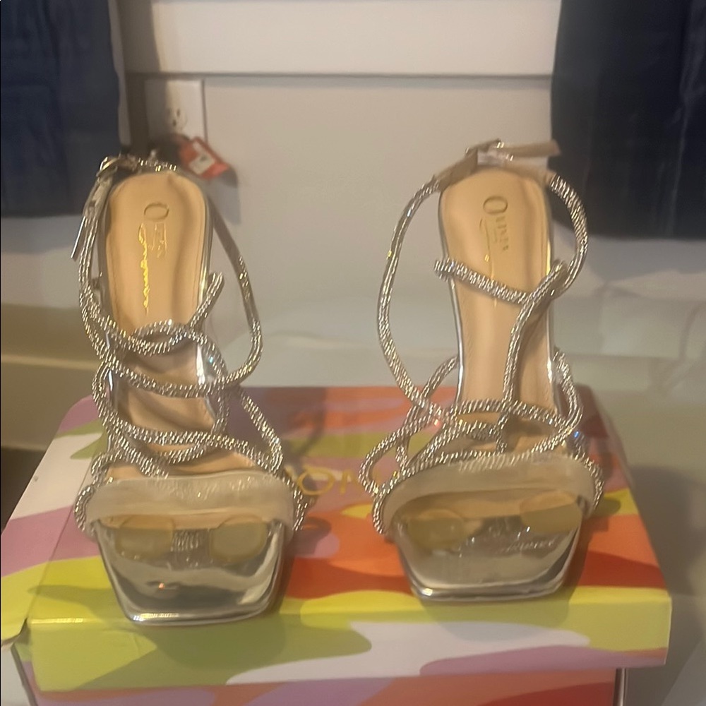 Elegant Silver Strappy Heels